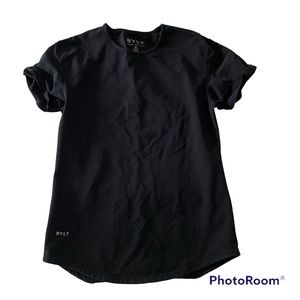 BYLT Mens Shirt Black Size S Drop Cut LUX Short Sleeve Casual Top Basics
